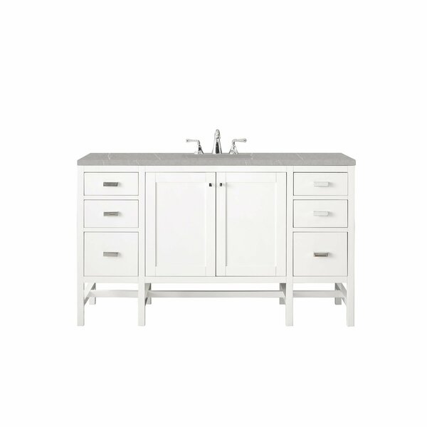 James Martin Vanities Addison 60in Single Vanity, Glossy White w/ 3 CM Eternal Serena Top E444-V60S-GW-3ESR